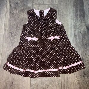 Brown Polka Dot Dress with Pink Accents